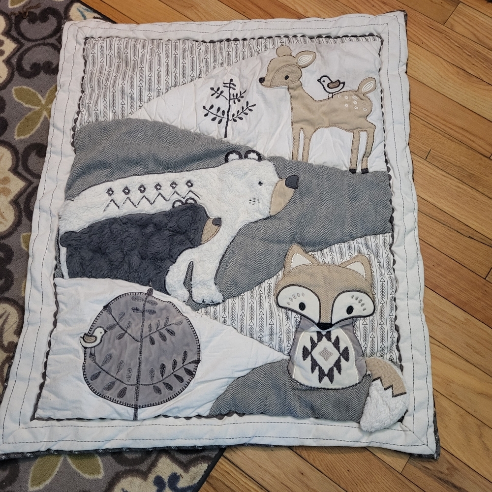 Levtex baby woodland creatures gender neutral fox bear quilt